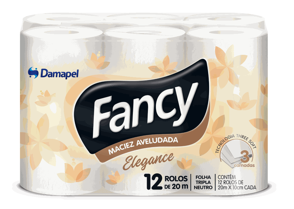 Papel Higiênico Fancy Elegance Folha Tripla — pacote com 12 rolos
